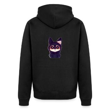 süße Katze 2 - Unisex Premium Bio Zip Hoodie - Schwarz - Hinten - Nico (187cm)