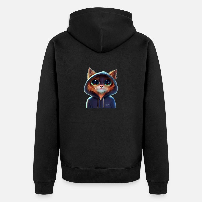 Katze mit Pullover 1 - Unisex Premium Bio Zip Hoodie - Schwarz