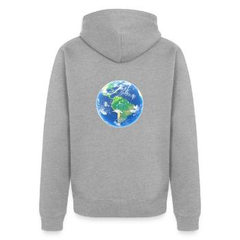 Planète Terre - Veste à capuche bio Premium Unisexe - gris chiné - Dos - Nico (187cm)