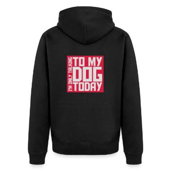 only talking to dog - Unisex Premium Bio Zip Hoodie - Schwarz - Hinten - Nico (187cm)