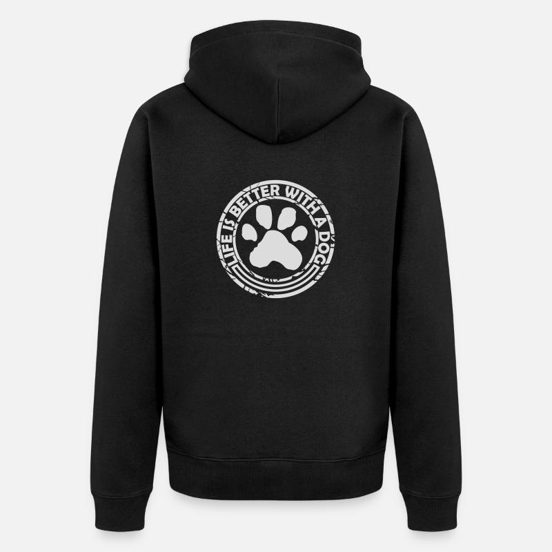 better with a dog - Unisex Premium Organic Zip Hoodie - black