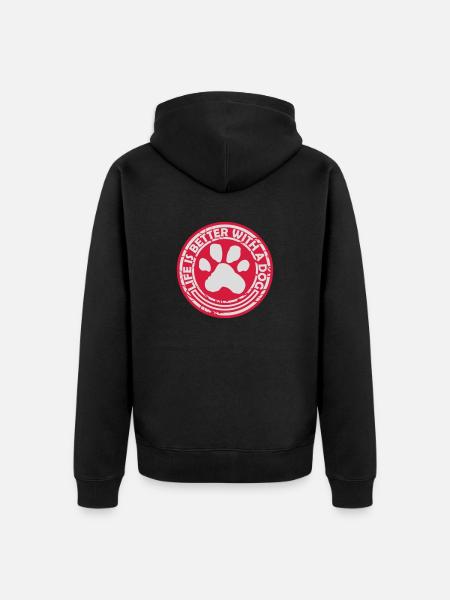 better with a dog - Unisex Premium Organic Zip Hoodie - black