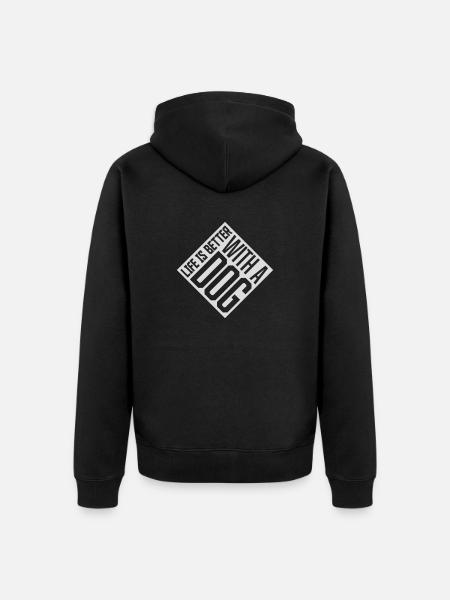 better with a dog - Unisex Premium Bio Zip Hoodie - Schwarz