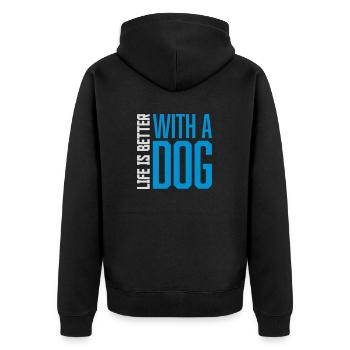 better with a dog - Unisex Premium Organic Zip Hoodie - black - Back - Nico (187cm)