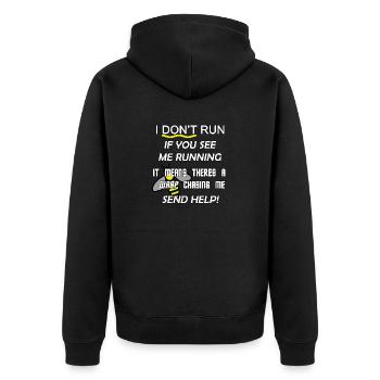 If you see me running, it means there's a wasp! - Unisex Premium Organic Zip Hoodie - black - Back - Nico (187cm)