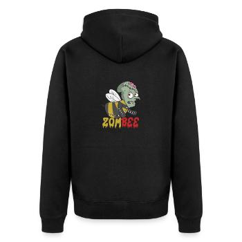 Zombee Zombie Biene gruselig Halloween - Unisex Premium Bio Zip Hoodie - Schwarz - Hinten - Nico (187cm)