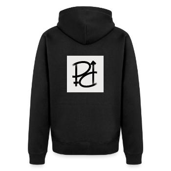 Pure Passion universal details - Unisex Premium Bio Zip Hoodie - Schwarz - Hinten - Nico (187cm)