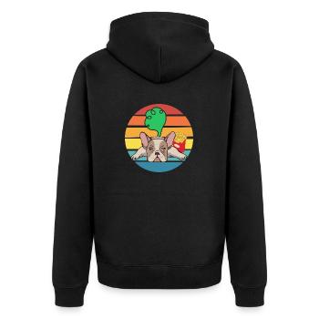 Funny Bulldog. Funny bulldog. Bulldog farts. - Unisex Premium Organic Zip Hoodie - black - Back - Nico (187cm)