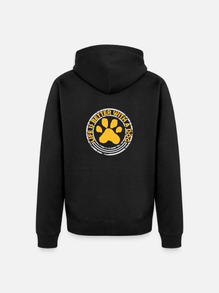better with a dog - Unisex Premium Organic Zip Hoodie - black