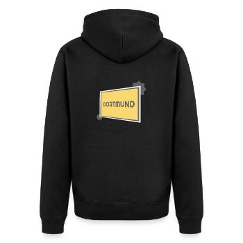Dortmund Ortsschild - modern grey - Unisex Premium Bio Zip Hoodie - Schwarz - Hinten - Nico (187cm)