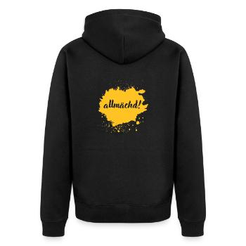 Allmächd! - franconian slang - Unisex Premium Bio Zip Hoodie - Schwarz - Hinten - Nico (187cm)