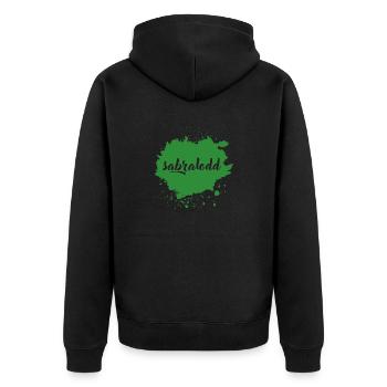 sabbralodd - franconian slang - Unisex Premium Bio Zip Hoodie - Schwarz - Hinten - Nico (187cm)