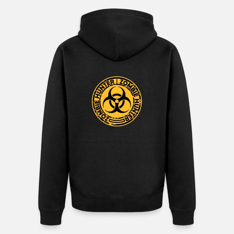 chasseur de zombies citation d’Halloween - Veste à capuche bio Premium Unisexe - noir