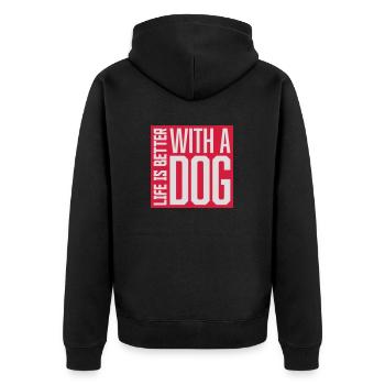 better with a dog - Unisex Premium Organic Zip Hoodie - black - Back - Nico (187cm)