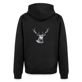 Deer - Unisex Premium Organic Zip Hoodie - black - Back - Nico (187cm)