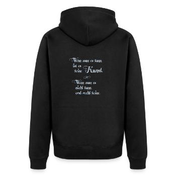 keine Kunst - DIGITAL - blau weiß - dunkle Stoffe - Unisex Premium Bio Zip Hoodie - Schwarz - Hinten - Nico (187cm)
