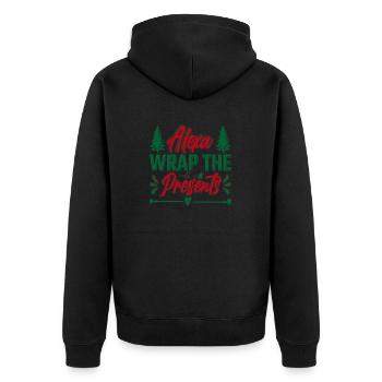 Alexa Wrap the Presents - Unisex Premium Bio Zip Hoodie - Schwarz - Hinten - Nico (187cm)