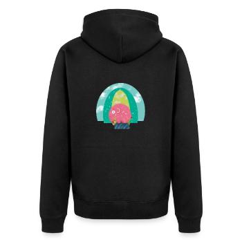 The Pink Elephant and Mother Earth - Unisex Premium Organic Zip Hoodie - black - Back - Nico (187cm)