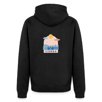 Austria Austria Vienna Vienna Design Europe - Unisex Premium Organic Zip Hoodie - black - Back - Nico (187cm)