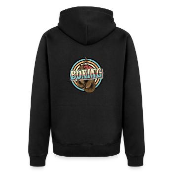 Boxing - Unisex Premium Organic Zip Hoodie - black - Back - Nico (187cm)