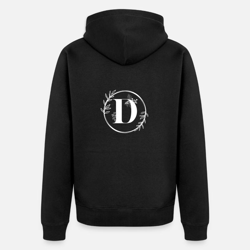 Lettre D Florale - Veste à capuche bio Premium Unisexe - noir