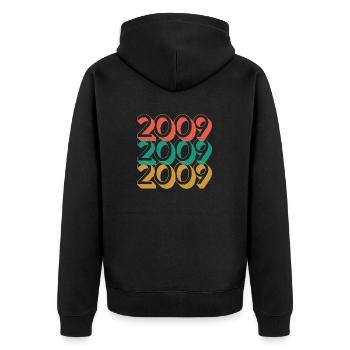 Anniversaire année 2009 / Vintage 2009 - Veste à capuche bio Premium Unisexe - noir - Dos - Nico (187cm)