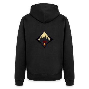 Lagerfeuer mit Zelt Symbol - Unisex Premium Bio Zip Hoodie - Schwarz - Hinten - Nico (187cm)
