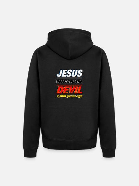 Jesus Defeated the Devil - Unisex Premium Organic Zip Hoodie - black