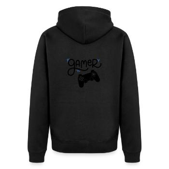 Videospiel-Fan - Unisex Premium Bio Zip Hoodie - Schwarz - Hinten - Nico (187cm)