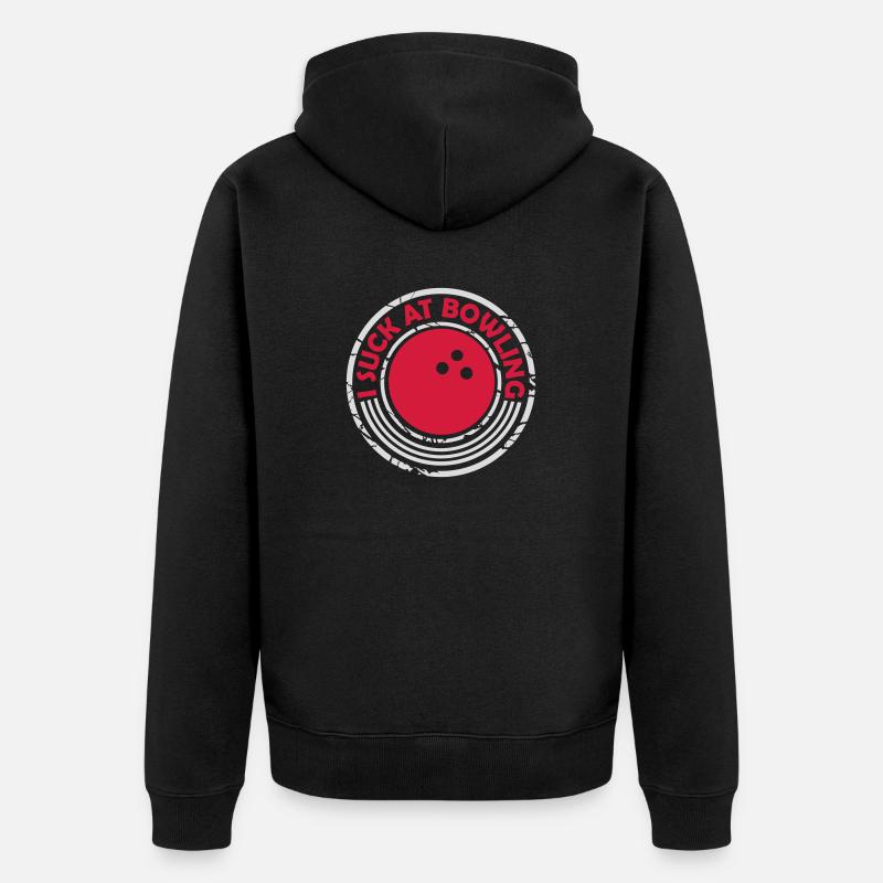 I suck at bowling - Unisex Premium Bio Zip Hoodie - Schwarz