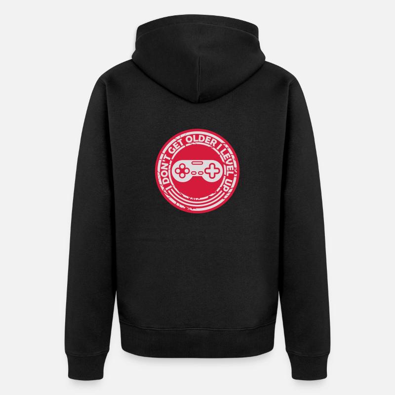 get older level up - Unisex Premium Bio Zip Hoodie - Schwarz