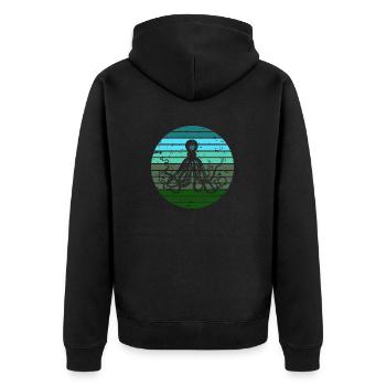 Vert Bleu Octopus Retro Artwork Sunrise - Veste à capuche bio Premium Unisexe - noir - Dos - Nico (187cm)