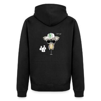 Koala am Mic - Unisex Premium Bio Zip Hoodie - Schwarz - Hinten - Nico (187cm)