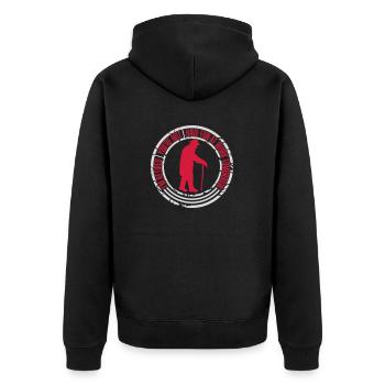have fun at work - Unisex Premium Bio Zip Hoodie - Schwarz - Hinten - Nico (187cm)