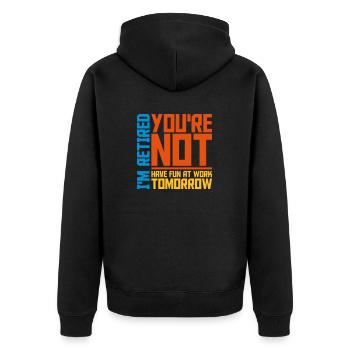 have fun at work - Unisex Premium Bio Zip Hoodie - Schwarz - Hinten - Nico (187cm)