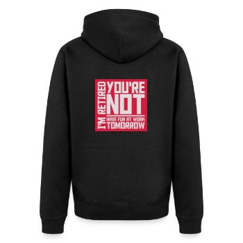 have fun at work - Unisex Premium Organic Zip Hoodie - black - Back - Nico (187cm)