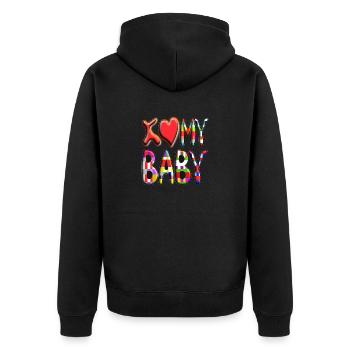 I love / heart my Baby - Unisex Premium Bio Zip Hoodie - Schwarz - Hinten - Nico (187cm)
