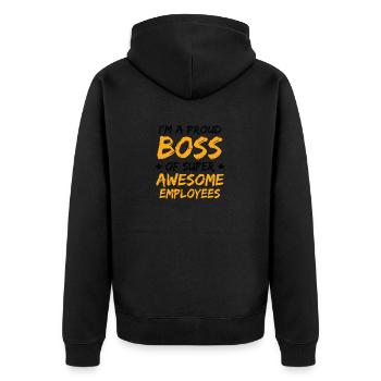 I´m a Proud Boss of Super Awesome Employees - Unisex Premium Bio Zip Hoodie - Schwarz - Hinten - Nico (187cm)