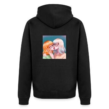 LGBT Queer Kuss 🌈🌈 - Unisex Premium Bio Zip Hoodie - Schwarz - Hinten - Nico (187cm)