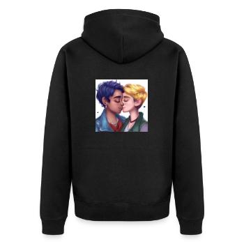 LGBT Queer Kuss 🌈🌈 - Unisex Premium Bio Zip Hoodie - Schwarz - Hinten - Nico (187cm)