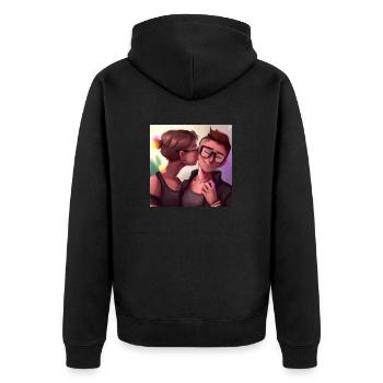 LGBT Queer kiss 🌈🌈 - Unisex Premium Organic Zip Hoodie - black - Back - Nico (187cm)