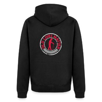 old lives matter quote - Unisex Premium Organic Zip Hoodie - black - Back - Nico (187cm)