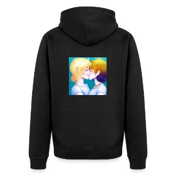 LGBT Queer Kuss 🌈🌈 - Unisex Premium Bio Zip Hoodie - Schwarz - Hinten - Nico (187cm)