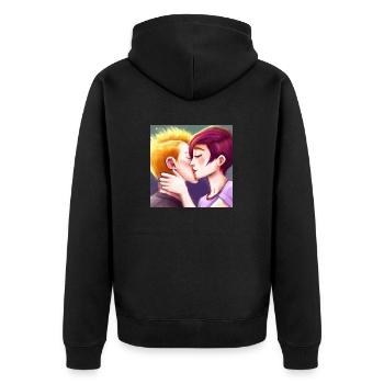 LGBT Queer kiss 🌈🌈 - Unisex Premium Organic Zip Hoodie - black - Back - Nico (187cm)