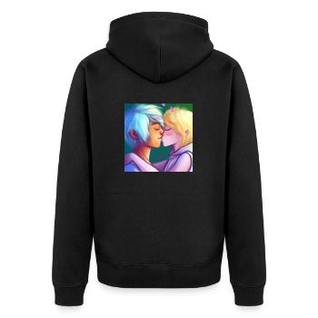 LGBT Queer kiss 🌈🌈 - Unisex Premium Organic Zip Hoodie - black - Back - Nico (187cm)