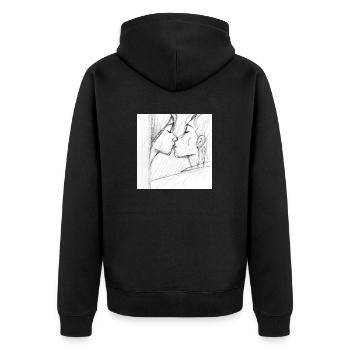 LGBT Queer Kuss 🌈🌈 - Unisex Premium Bio Zip Hoodie - Schwarz - Hinten - Nico (187cm)