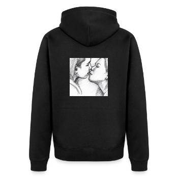 LGBT Queer Kuss 🌈🌈 - Unisex Premium Bio Zip Hoodie - Schwarz - Hinten - Nico (187cm)