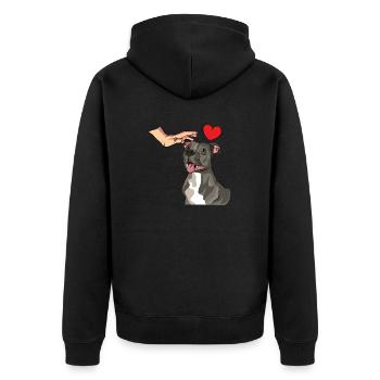 American Staffordshire Bull Terrier Staffy Hund - Unisex Premium Bio Zip Hoodie - Schwarz - Hinten - Nico (187cm)