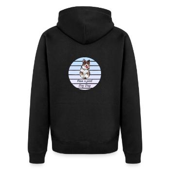 Have a good day 3 - Unisex Premium Bio Zip Hoodie - Schwarz - Hinten - Nico (187cm)