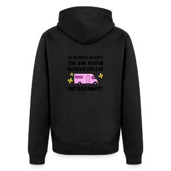 völlig untercampt womo - Unisex Premium Bio Zip Hoodie - Schwarz - Hinten - Nico (187cm)